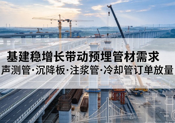 精河基建稳增长带动预埋监测管材需求，声测管、沉降板、注浆管订单持续放量